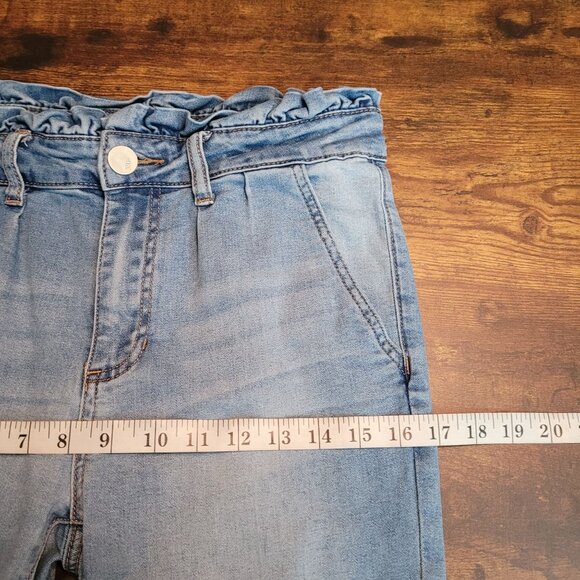 Ashley Mason Jeans Women 4 Paper Bag Ruffle Waist Pleated Mid Rise Medium Light - Picture 7 of 11